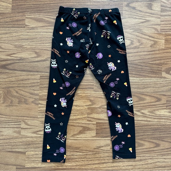Celebrate Halloween Girls Leggings Medium 7/8 Black Skulls Unicorn Bats Cat EUC! - Picture 6 of 6